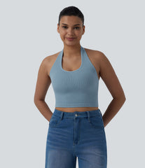 OneForm Seamless Flow Halter Cropped Casual Tank Top