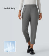 Halara Flex™ Mid Rise Frill Tapered Quick Dry Work Pants with Pockets-UPF40+