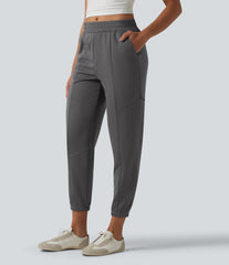 Mid Rise Tapered Casual Sweatpants With Pockets