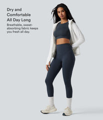 Halara Ultrasculpt™ Heat High Waisted Tummy Control Crossover Back Fleece Running Leggings with Pockets