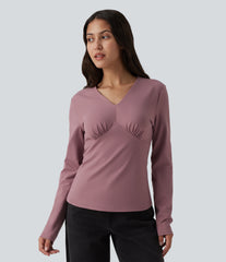 V Neck Long Sleeve Casual Top