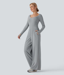 SoftlyZero™ Airy Long Sleeve Thumb Hole InstantCool Workout Jumpsuit with Pockets-Easy Peezy Edition