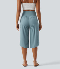 Breezeful™ Super High Waisted Curved Hem Quick Dry Capri Maternity Pants with Pockets