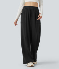 High Waisted Straight Leg Yoga Pants with Pockets