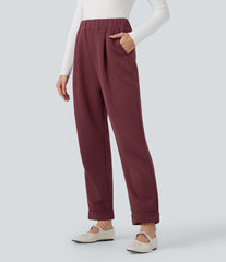 SpacerTek™ High Waisted Tapered Casual Pants with Pockets