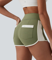 SoftlyZero™ Airy High Waisted Color Block InstantCool Workout Shorts 2.5'' with Pockets-UPF50+