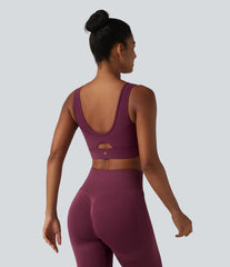 SoftlyZero™ Airy Low Support V Neck Contrast Mesh Built-in Bra InstantCool Yoga Sports Bra