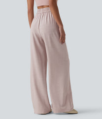 High Waisted Wide Leg Casual Pants with Pockets