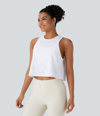 Round Neck Cut Out Cropped Yoga Tank Top