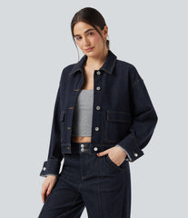 Halara Flex™ Collar Long Sleeve Denim Casual Jacket