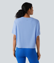 Round Neck Batwing Sleeve Relaxed InstantCool Quick Dry Yoga Sports Top-UPF50+