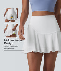 SoftlyZero™ Airy High Waisted Eyelet 2-in-1 InstantCool Mini Tennis Skirt with Pockets-UPF50+