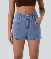 Halara Flex™ Mid Rise Zipper Pocket Denim Casual Shorts 3''