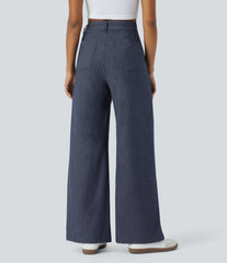 Halara Flex™ High Waisted Pockets Striped Washed Casual Baggy Wide Leg Jeans