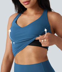 Halara UltraSculpt™ Deep V-neck Push-Up Crisscross Back 2-in-1 Yoga Tank Top
