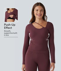 SoftlyZero™ Plush Asymmetric Neck Push-Up Long Sleeve Yoga Sports Top