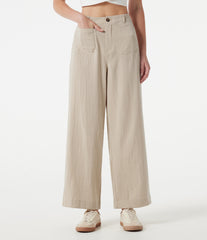 High Waisted Wide Leg Casual Linen-Feel Pants with Pockets