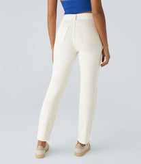 Halara Flex™ High Waisted Pockets Straight Leg Washed Casual Jeans