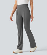 High Waisted Pockets Quick Dry Golf Flare Pants-Golf Tee Pocket-UPF40+