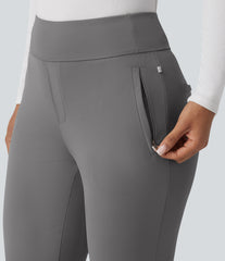 High Waisted Quick Dry Golf Bootcut Pants-Golf Tee Pocket-UPF40+