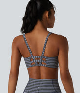 Halara UltraSculpt™ Jacquard Stripe Low Support U-Neck Cut-out Built-in Bra Yoga Sports Bra