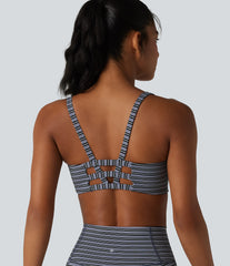 Halara UltraSculpt™ Jacquard Stripe Low Support U-Neck Cut-out Built-in Bra Yoga Sports Bra