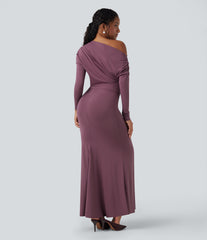 Off Shoulder Long Sleeve Maxi Mermaid Dress