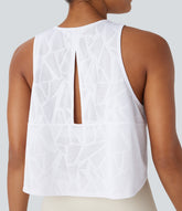Round Neck Cut Out Cropped Yoga Tank Top