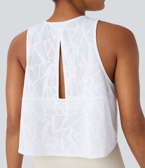 Round Neck Cut Out Cropped Yoga Tank Top