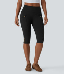 DayStretch High Waisted Tummy Control Decorative Pocket Skinny Casual Pedal Pusher Pants