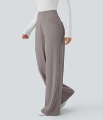 Halara Flex™ High Waisted Tummy Control Pockets Wide Leg Baggy Micro Waffle Work Pants