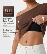 Halara Cotton Jersey One-Shoulder Built-in Bra Casual T-Shirt B-DD Cups