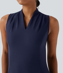 SoftlyZero™ Plush V-neck Sleeveless 2-piece Mini Golf Active Dress with Pockets