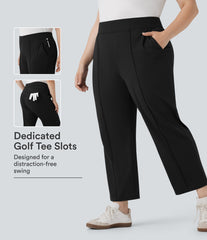High Waisted Pockets Straight Leg Quick Dry Golf Plus Size Pants-Golf Tee-UPF40+