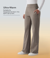 Mid Rise Fleece Work Flare Pants with Zip Pockets