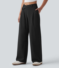 Halara Flex™ DayStretch Asymmetric Mid Rise Work Baggy Pants with Pockets