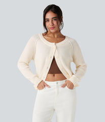 Round Neck Long Sleeve Casual Cardigan