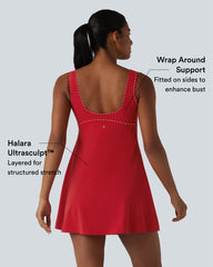 Halara UltraSculpt™ Push-Up 2-in-1 Mini Tennis Active Dress DD-F Cups with Pockets-Easy Peezy Edition