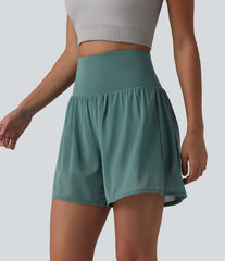 SoftlyZero™ Airy High Waisted Contrast Mesh 2-in-1 InstantCool Yoga Shorts 5'' with Pockets