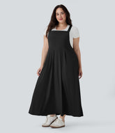 Breezeful™ Flowy Quick Dry Midi Casual Plus Size Pinafore Dress with Pockets