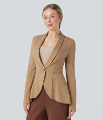 Halara Flex™ Shawl Collar Long Sleeve Ruffle Hem Work Coat