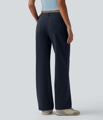 DayStretch Asymmetric Low Rise Straight Leg Casual Pants with Pockets