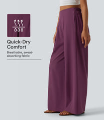 Breezeful™ High Waisted Pleated Quick Dry Resort Flowy Baggy Pants with Pockets