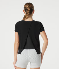 SoftlyZero™ Airy Round Neck Mesh Overlay InstantCool Running Sports Top-UPF50+