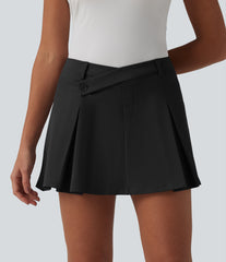 DayStretch Asymmetric Mid Rise 2-in-1 Pleated Mini Golf Skirt with Pockets