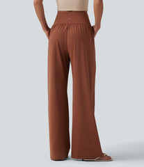 SoftlyZero™ Airy Crossover High Waisted InstantCool Casual Baggy Pants with Pockets
