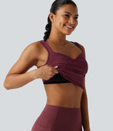 SoftlyZero™ Airy Sweetheart Neck Crossover Built-in Bra InstantCool Running Tank Top-UPF50+