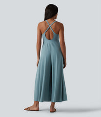 Breezeful™ U Neck Flowy Quick Dry Slip Jumpsuit with Pockets