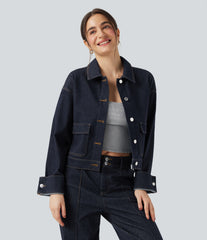 Halara Flex™ Collar Long Sleeve Denim Casual Jacket