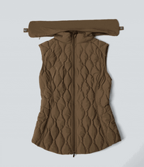 PuffFlex Packable High Neck Zipper Running Quilted Vest with Pockets